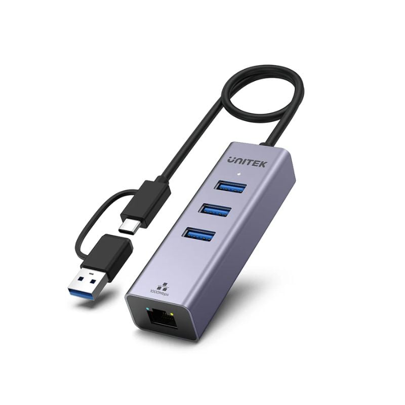 Hub USB C Đa Năng UNITEK 4 in 1 (Gigabit Ethernet + 3 Cổng USB 3.0)