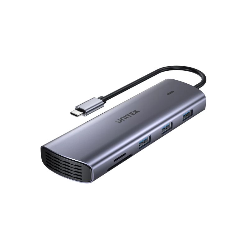 Hub USB C UNITEK 9 in 1 (Dual Display 4K + LAN Gigabit + PD 100W)