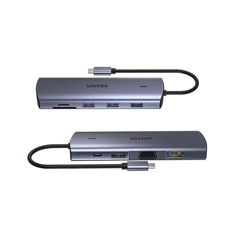 Hub USB C UNITEK 9 in 1 (Dual Display 4K + LAN Gigabit + PD 100W)