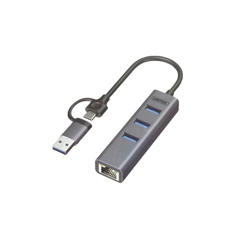 Hub USB C UNITEK H1907C (3x USB 3.0, LAN Gigabit 1000Mbps)