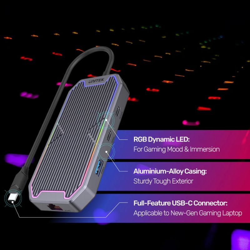 Hub USB C UNITEK uHUB S7 7 in 1 (10Gbps + HDMI 4K 60Hz + PD 100W + LAN)