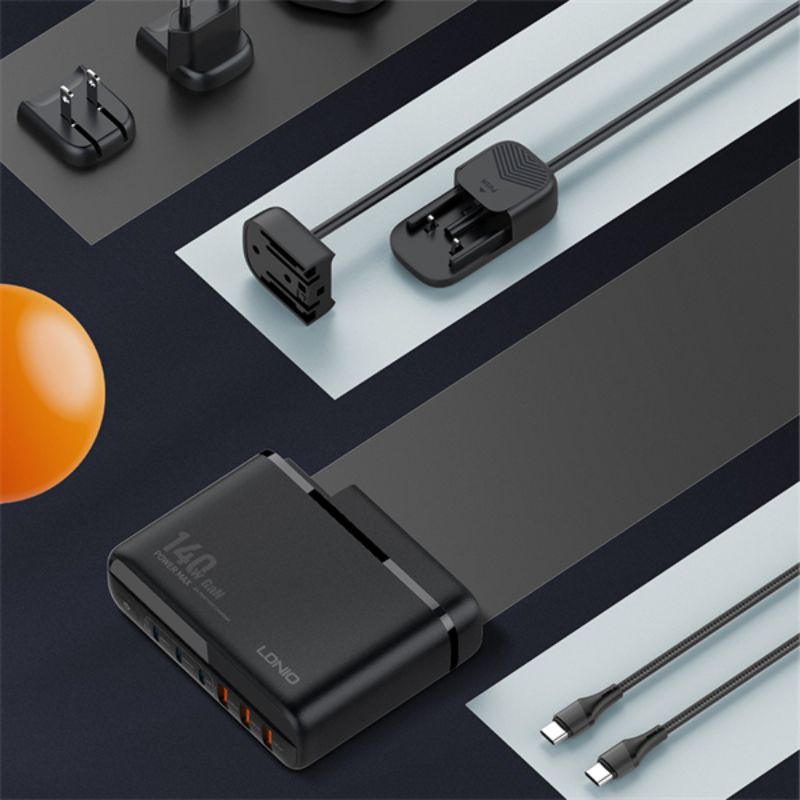 Sạc Để Bàn LDNIO A6140C GaN 140W (Đa Cổng, PD 3.1 Cực Nhanh)