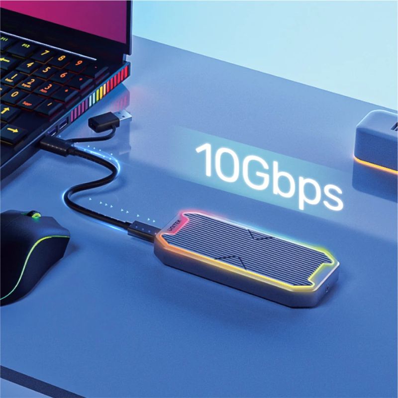 Box SSD M.2 NVMe/SATA UNITEK SolidForce S1210B Tốc Độ 10Gbps (Có LED RGB)