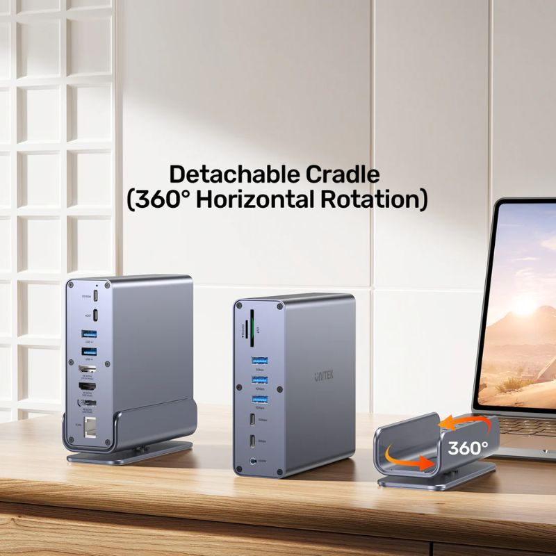 Trạm kết nối Docking UNITEK 15 in 1 4K DisplayLink 100W PD