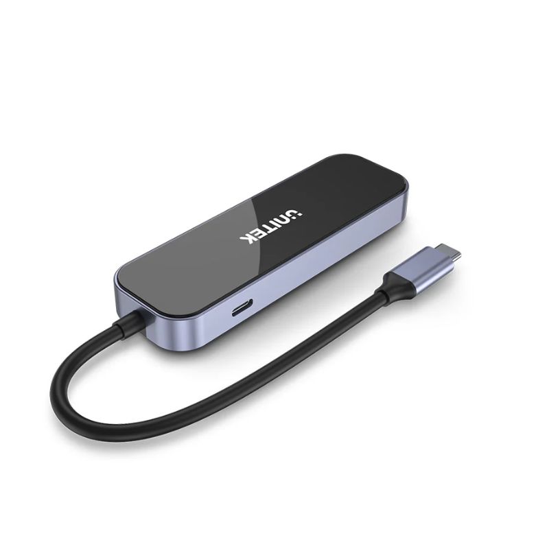 Hub USB C UNITEK uHUB H6 Gloss 6 in 1 (HDMI 4K 60Hz + LAN Gigabit + PD 100W)