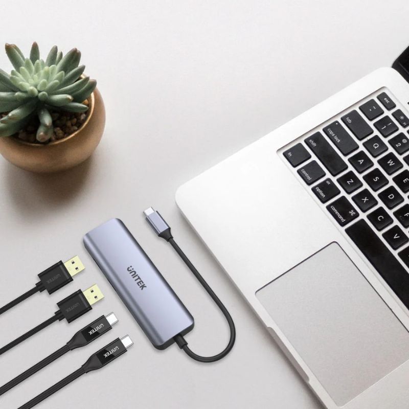 Hub USB C UNITEK uHUB Q4 Next 4 Cổng 5Gbps (2x USB C + 2x USB-A) Siêu Mỏng