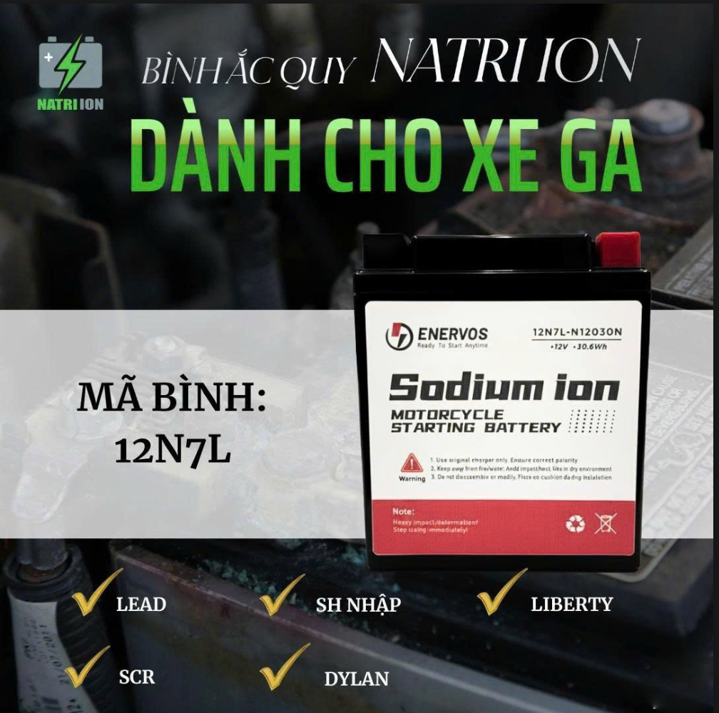 Ắc quy Natri iOn 12N7L 12V 7Ah chính hãng - bình thay cho Honda CBR300