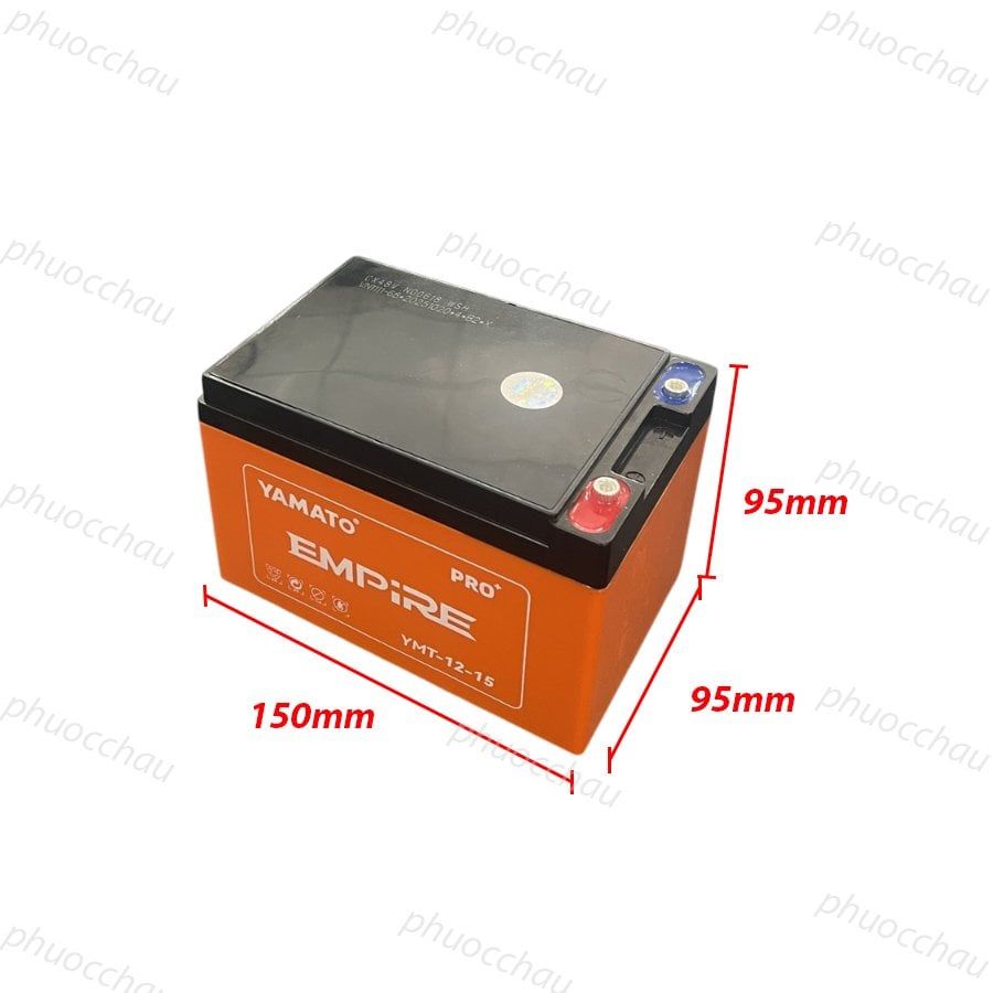 Ắc Quy Xe Đạp Điện YAMATO YMT-12-15 12V-15AH, acquy dùng cho Loa Kéo, Năng Lượng Mặt Trời