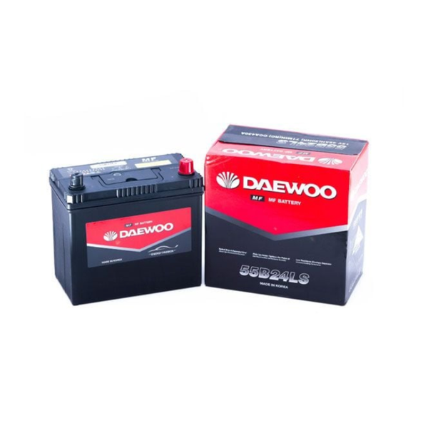 Ắc quy Daewoo 55B24LS 12V 45AH kèm vỏ hộp và tem MF Battery chính hãng