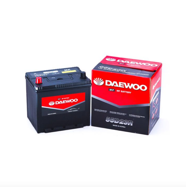 Ắc quy Daewoo 55D23R 12V 60AH và vỏ hộp MF Battery made in Korea