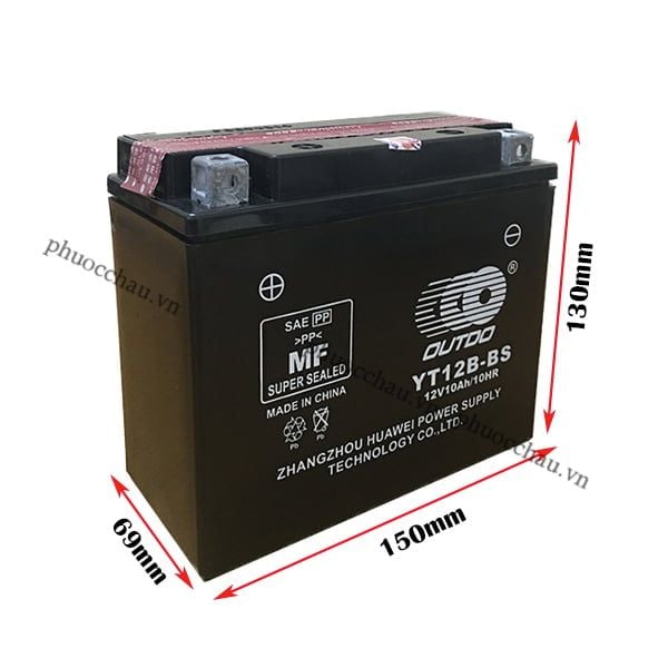 Bình ắc quy xe moto OUTDO YT12B-BS 12V - 10AH