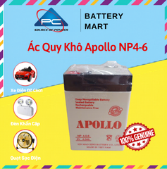 Ắc Quy Apollo NP4-6 6V-4AH, Bình ắc quy khô 6V cho xe điện trẻ em ,đèn khẩn cấp, quạt sạc