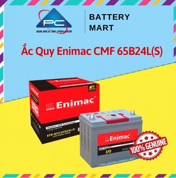 Bình Ắc Quy ENIMAC EFB N55/65B24L/L(S) (12V-52AH)