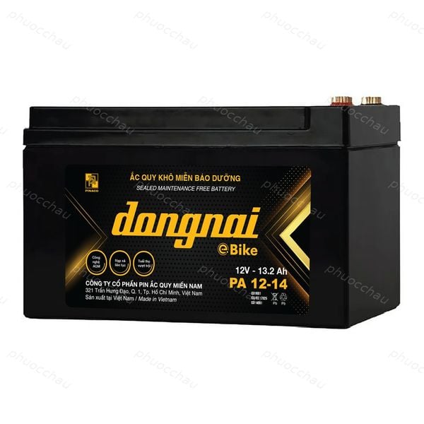 Ắc quy Dongnai PA 12-14 góc nghiêng bên phải