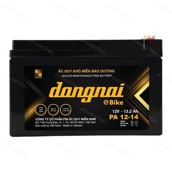 Ắc quy Dongnai PA 12-14 góc nghiêng bên trái