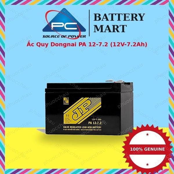 Ắc quy Đồng Nai PA 12-7.2 12V 7.2Ah chính hãng tại BatteryMart Phước Châu