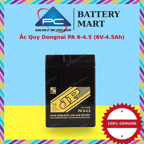 Ắc quy Đồng Nai PA 6-4.5 6V 4.5Ah chính hãng tại BatteryMart Phước Châu