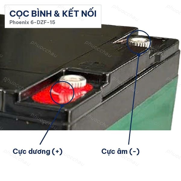 Cọc bình và cách đấu nối ắc quy Phoenix 6-DZF-15