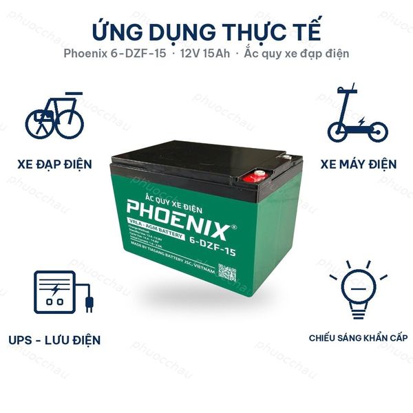 Ứng dụng ắc quy Phoenix 6-DZF-15: xe đạp điện, xe máy điện, UPS lưu điện