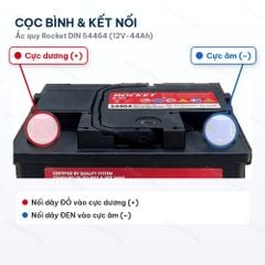 Cọc bình ắc quy Rocket 54464 cọc thuận (R): cực dương nắp đỏ, cực âm nắp xanh