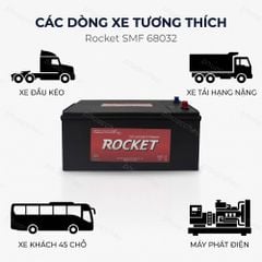 Các dòng xe tương thích ắc quy Rocket 68032: xe đầu kéo HOWO, Shacman, Dongfeng, JAC