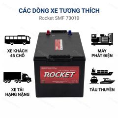 Các dòng xe tương thích ắc quy Rocket 73010: xe khách 45 chỗ, xe bus, tàu thuyền
