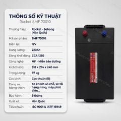 Thông số kỹ thuật ắc quy Rocket SMF 73010 12V 220Ah CCA 1250