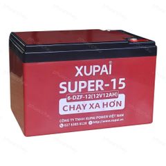 Góc nhìn từ trên ắc quy Xupai 6-DZF-12 Super-15 12V 12Ah kín khí
