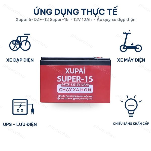 Ứng dụng ắc quy Xupai 6-DZF-12 Super-15: xe đạp điện, xe máy điện, xe điện dân dụng