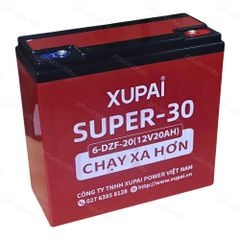 Góc nghiêng ắc quy Xupai 6-DZF-20 Super-30 12V 20Ah kín khí