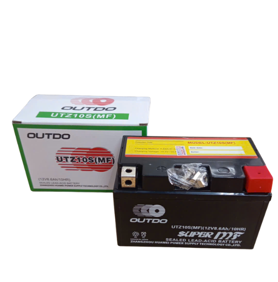 Bình ắc quy xe mô tô phân khối lớn OUTDO UTZ10S 12V 8.6Ah kèm vỏ hộp và ốc vít