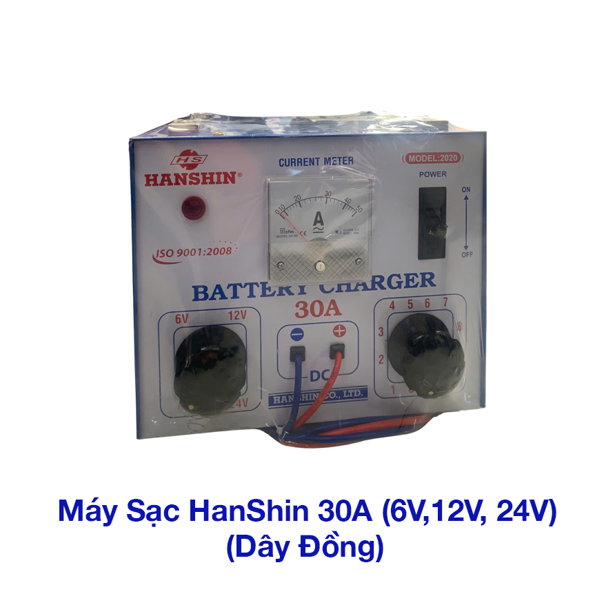 Máy Sạc Ắc Quy HanShin Tăng Giảm 30A (6V, 12V, 24V, Dây Nhôm & Dây Đồng)
