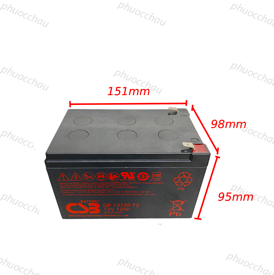 Ắc Quy CSB GP12120 12V 12Ah, Chuyên Dùng Cho Lưu Điện