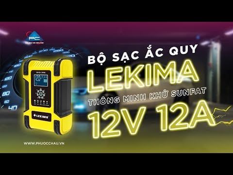Máy Sạc Bình Ắc Quy LEKIMA 12V 12A - 24V 6A, Sạc Pin Lithium, Khử Sunfat, Sạc Ắc Quy Xe Máy Ô Tô Thông Minh Tự Ngắt Khi Đầy, MẪU MỚI 2021
