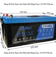 Ắc Quy Lithium LFP Carku CB-18 24V 150AH Dùng Cho Xe Tải Howo, Sinotruck, Ắc Quy Cho Xe Đầu Kéo Trung Quốc