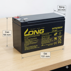 Bình ắc quy khô long 12v-9ah wp1236w dùng cho ups, lưu điện cửa cuốn, lưu điện máy tính, loa kéo