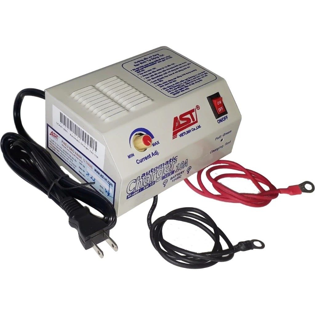 Sạc Ắc Quy Tự Động AST 10A 12V, Bộ sạc bình ắc quy từ 3ah - 200ah, sạc bình ắc quy cho xe máy đến ô tô