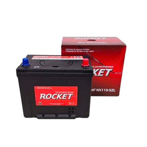 Bình ắc quy ROCKET SMF NX110-5Z 12V-75Ah kèm vỏ hộp đỏ, tem ISO 9001 và IATF 16949