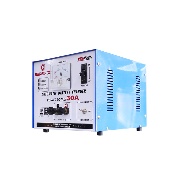 Máy Sạc Ắc Quy HANSINCO Tự Động 30A (12V -24V, Dây Nhôm, Dây Đồng)