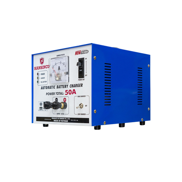 Máy Sạc Ắc Quy HANSINCO Tự Động 50A (12V -24V, Dây Nhôm, Dây Đồng)