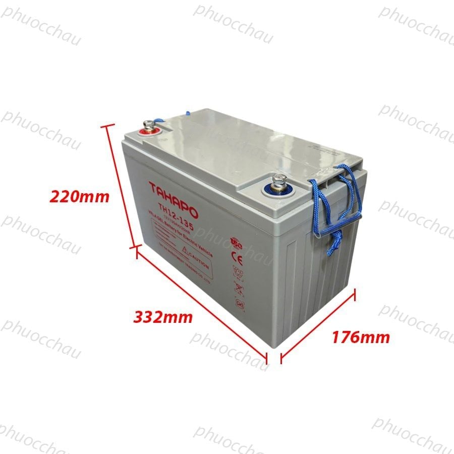 Ắc Quy Tahapo TH12-135  12V-135Ah,  ắc quy dùng cho xe điện, xe golf, xe chà sàn