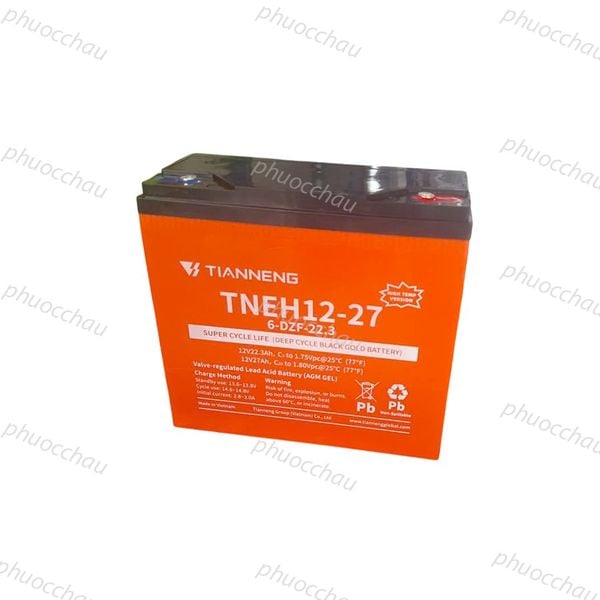 Ắc quy Thiên Năng TIANNENG TNEH12-27 12V-27AH tem TRUE TRADE VERSION vỏ cam góc chéo