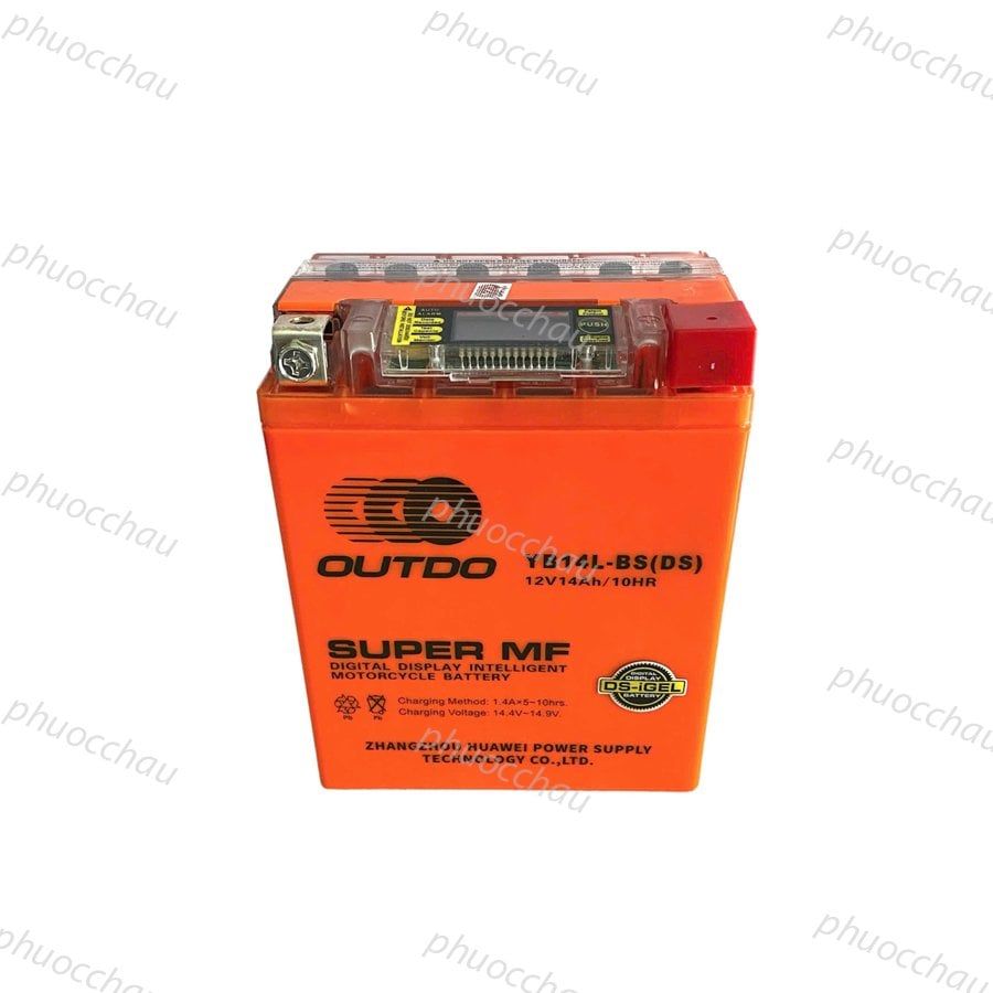 Bình ắc quy xe moto OUTDO YB14L-BS (DS) 12V-14AH, dùng cho xe Royal Enfield, Harley-Davidson, Ducati