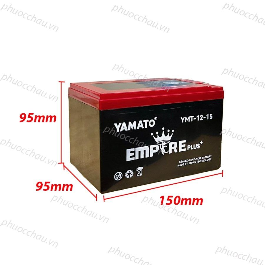 Ắc Quy Xe Đạp Điện YAMATO YMT-12-15 12V-15AH, acquy dùng cho Loa Kéo, Năng Lượng Mặt Trời