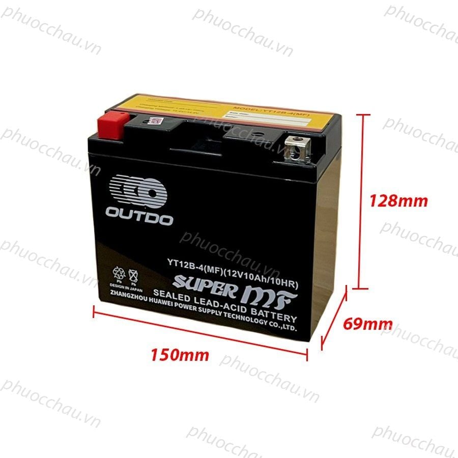 Bình ắc quy xe moto OUTDO YT12B-4(MF) 12V - 10AH