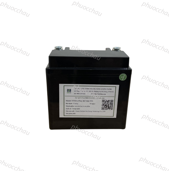 Bình ắc quy Natri iOn YTX5A 12V-5Ah mặt sau tem thông tin và tem chống hàng giả