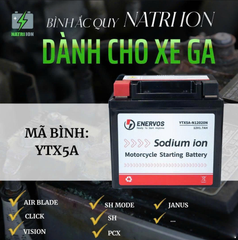 Bình Ắc Quy Xe Máy Natri iOn YTX5A 12V-5Ah, dùng cho Vision, SH Mode, Lead125, AIR BLADE125, PCX, JANUS