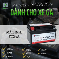 Bình Ắc Quy Xe Máy Natri iOn YTX7A 12V-7Ah, dùng cho Atila, Spacy ,Vespa, Enjoy, Shark