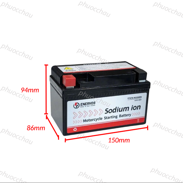 Bình ắc quy Natri iOn YTX7A 12V-7Ah kích thước dài 150mm rộng 86mm cao 94mm
