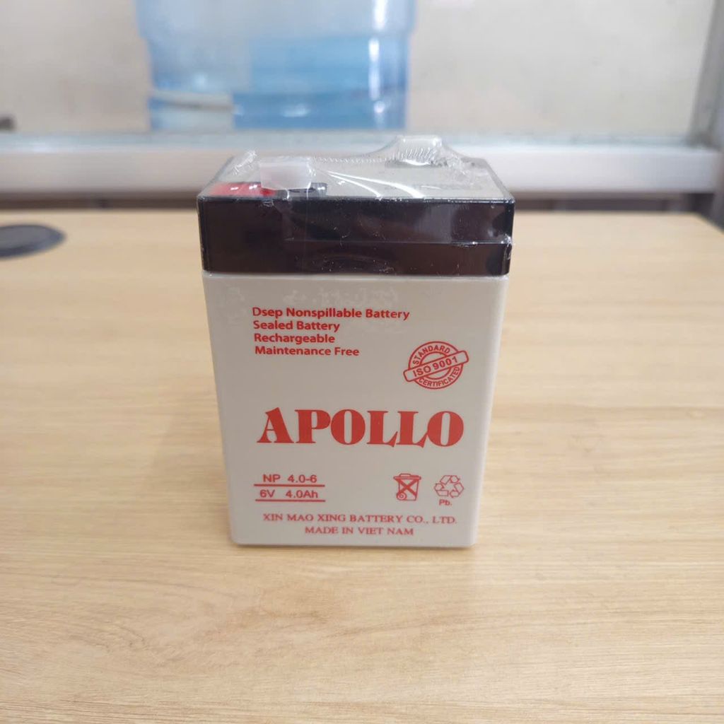 Ắc Quy Apollo NP4-6 6V-4AH, Bình ắc quy khô 6V cho xe điện trẻ em ,đèn khẩn cấp, quạt sạc